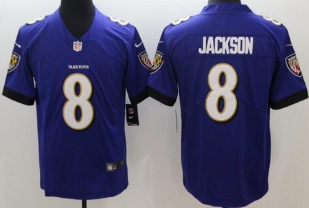 Men's Baltimore Ravens #8 Lamar Jackson Limited Purple Vapor Untouchable Jersey