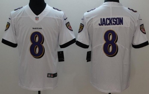 Men's Baltimore Ravens #8 Lamar Jackson Limited White Vapor Untouchable Jersey