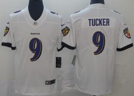 Men's Baltimore Ravens #9 Justin Tucker Limited White Vapor Jersey