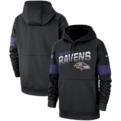 Men's Baltimore Ravens Black Sideline Arch Jersey Performance Pullover Hoodie