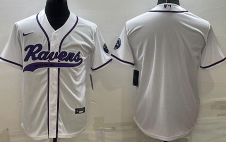 Men's Baltimore Ravens Blank Limited White Baseball Jersey