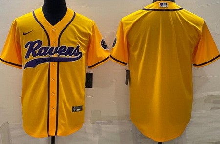 Men's Baltimore Ravens Blank Limited Yellow Baseball Jersey