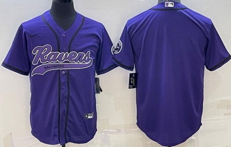 Men's Baltimore Ravens Blank Purple Baseball Jersey
