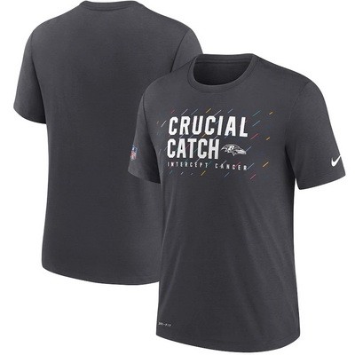Men's Baltimore Ravens Charcoal 2021 Crucial Catch Performance T-Shirt