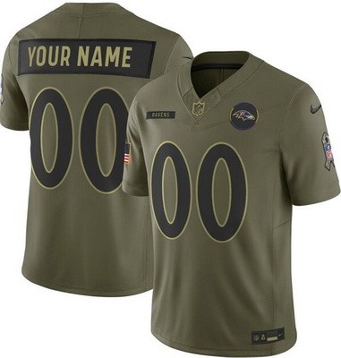 Men's Baltimore Ravens Custom Limited Green 2025 Salute To Service Jersey