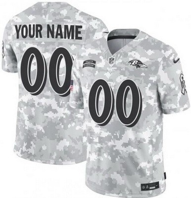 Men's Baltimore Ravens Customized Limited Arctic Camo 2024 Salute to Service Jersey