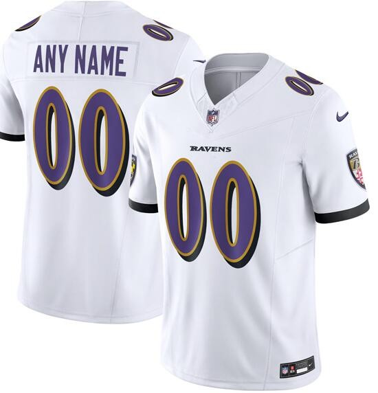 Men's Baltimore Ravens Customized Limited White FUSE Vapor Jersey