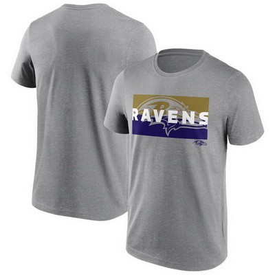 Men's Baltimore Ravens Gray Square Off Tri Blend T Shirt