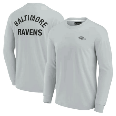 Men's Baltimore Ravens Gray Super Soft Long Sleeve T Shirt