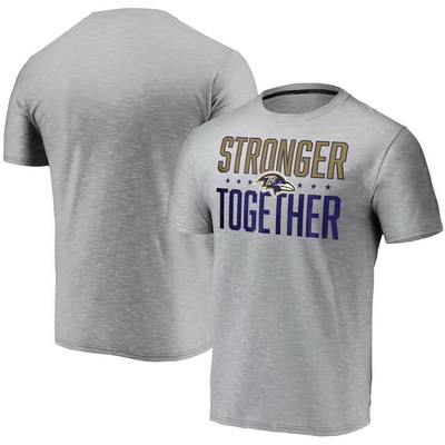 Men's Baltimore Ravens Heather Charcoal Stronger Together Printed T-Shirt 0859