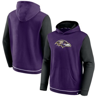 Men's Baltimore Ravens Purple Black Block Party Pullover Hoodie