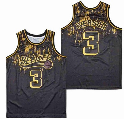 Men's Bethel Bruins #3 Allen Iverson Black Basketball Jersey