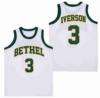 Men's Bethel Bruins #3 Allen Iverson White Basketball Jersey