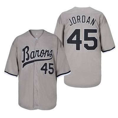 Men's Birmingham Barons #45 Michael Jordan Gray Baseball Jersey