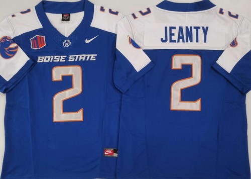 Men's Boise State Broncos #2 Ashton Jeanty Blue Alternate College Football Jersey