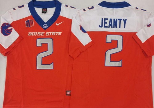 Men's Boise State Broncos #2 Ashton Jeanty Orange Alternate College Football Jersey