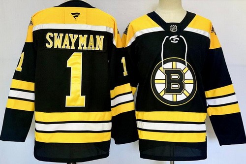 Men's Boston Bruins #1 Jeremy Swayman Black Authentic Jersey