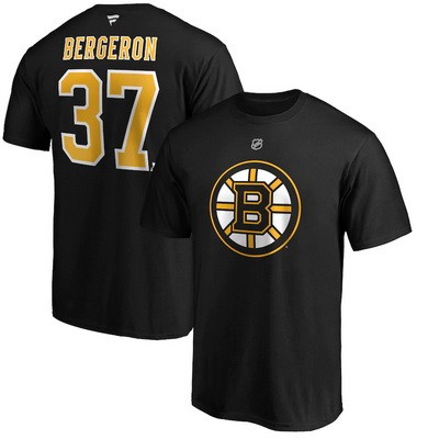 Men's Boston Bruins #37 Patrice Bergeron Black Printed T Shirt 112328
