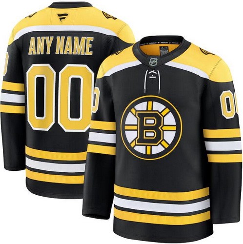 Men's Boston Bruins Customized Black Fanatics Authentic Jersey