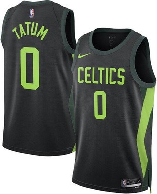 Men's Boston Celtics #0 Jayson Tatum Black 2024 City Heat Press Jersey