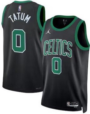 Men's Boston Celtics #0 Jayson Tatum Black Statement Heat Press Jersey