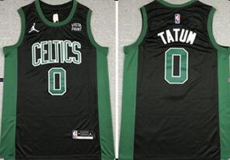 Men's Boston Celtics #0 Jayson Tatum Black Statement Icon Sponsor Swingman Jersey