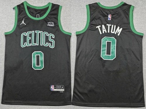 Men's Boston Celtics #0 Jayson Tatum Black Statement Sponsor Swingman Jersey