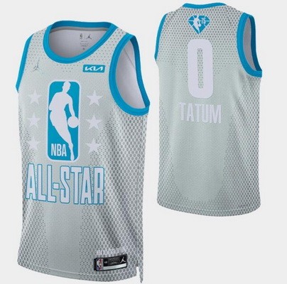 Men's Boston Celtics #0 Jayson Tatum Gray Diamond 75th 2022 All Star Heat Press Jersey