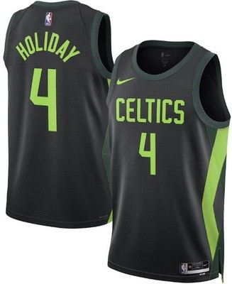 Men's Boston Celtics #4 Jrue Holiday Black 2024 City Heat Press Jersey