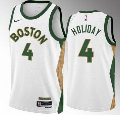 Men's Boston Celtics #4 Jrue Holiday White 2023 City Icon Heat Press Jersey
