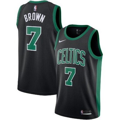 Men's Boston Celtics #7 Jaylen Brown Black Icon Hot Press Jersey