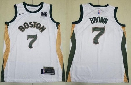Men's Boston Celtics #7 Jaylen Brown White 2023 City Icon Sponsor Swingman Jersey