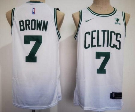 Men's Boston Celtics #7 Jaylen Brown White Icon Sponsor Swingman Jersey