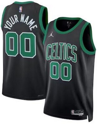 Men's Boston Celtics Cusotm Black Statement Heat Press Jersey