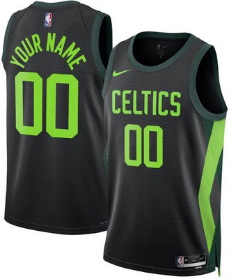 Men's Boston Celtics Custom Black 2024 City Heat Press Jersey