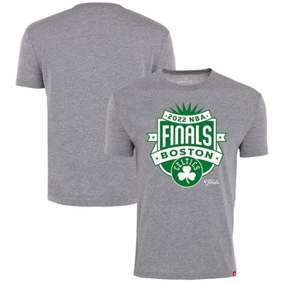 Men's Boston Celtics Gray Sportiqe 2022 Finals Crest Comfy T-Shirt