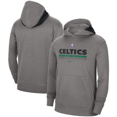 Men's Boston Celtics Gray Spotlight On Court Practice Performance Pullover Hoodie
