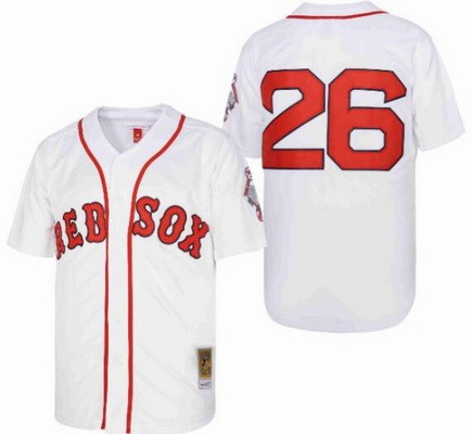 Men's Boston Red Sox #26 Wade Boggs White Throwback Jersey