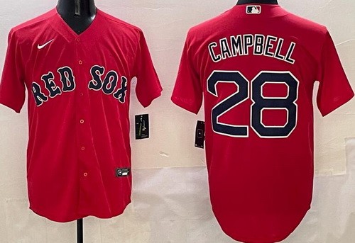 Men's Boston Red Sox #28 Kristian Campbell Red Cool Base Jersey