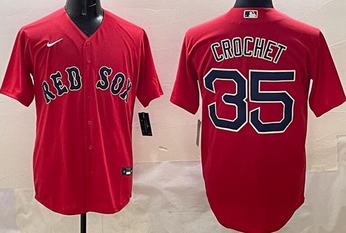 Men's Boston Red Sox #35 Garrett Crochet Red Cool Base Jersey