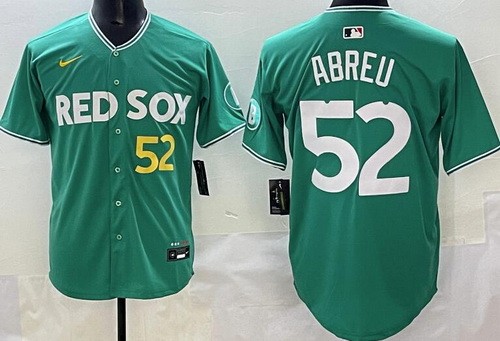 Men's Boston Red Sox #52 Wilyer Abreu Green 2025 City Connect Player Name Limited Jersey