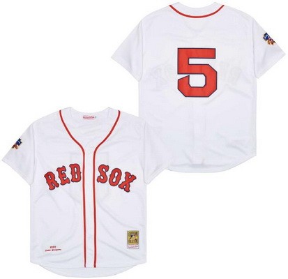 Men's Boston Red Sox #5 Nomar Garciaparra White 1997 Throwback Jersey