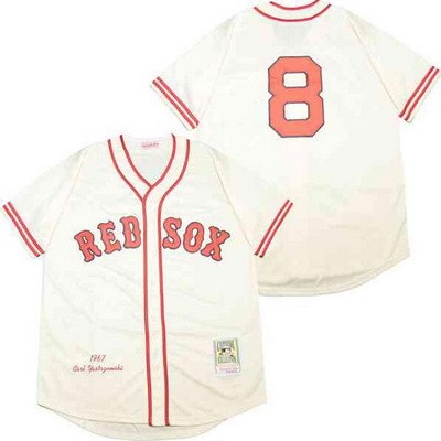 Men's Boston Red Sox #8 Carl Yastrzemski Cream 1967 Throwback Jersey