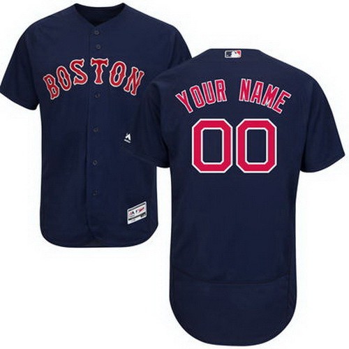 Men's Boston Red Sox Customized Navy Blue FlexBase Jersey
