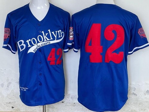 Men's Brooklyn Dodgers #42 Jackie Robinson Royal Throwback Jersey
