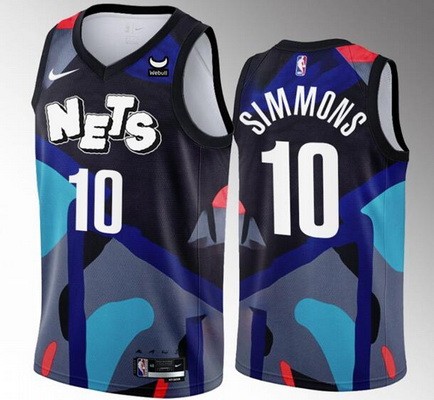 Men's Brooklyn Nets #10 Ben Simmons Navy 2023 City Icon Heat Press Jersey
