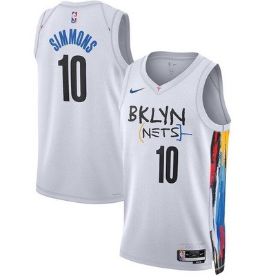 Men's Brooklyn Nets #10 Ben Simmons White 2022 City Icon Heat Press Jersey