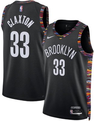 Men's Brooklyn Nets #33 Nicolas Claxton Black 2025 City Heat Press Jersey