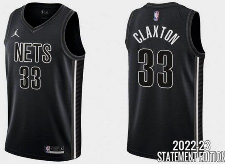 Men's Brooklyn Nets #33 Nicolas Claxton Black Statement Icon Hot Press Jersey