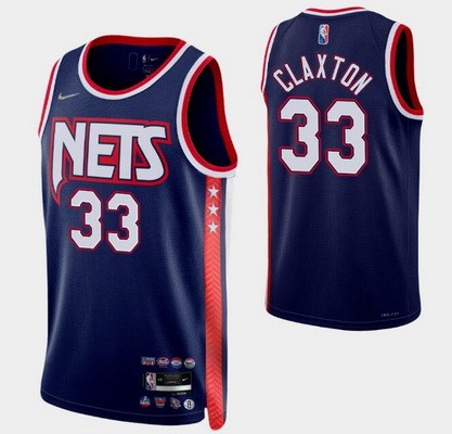 Men's Brooklyn Nets #33 Nicolas Claxton Navy City Diamond 75th Icon Hot Press Jersey